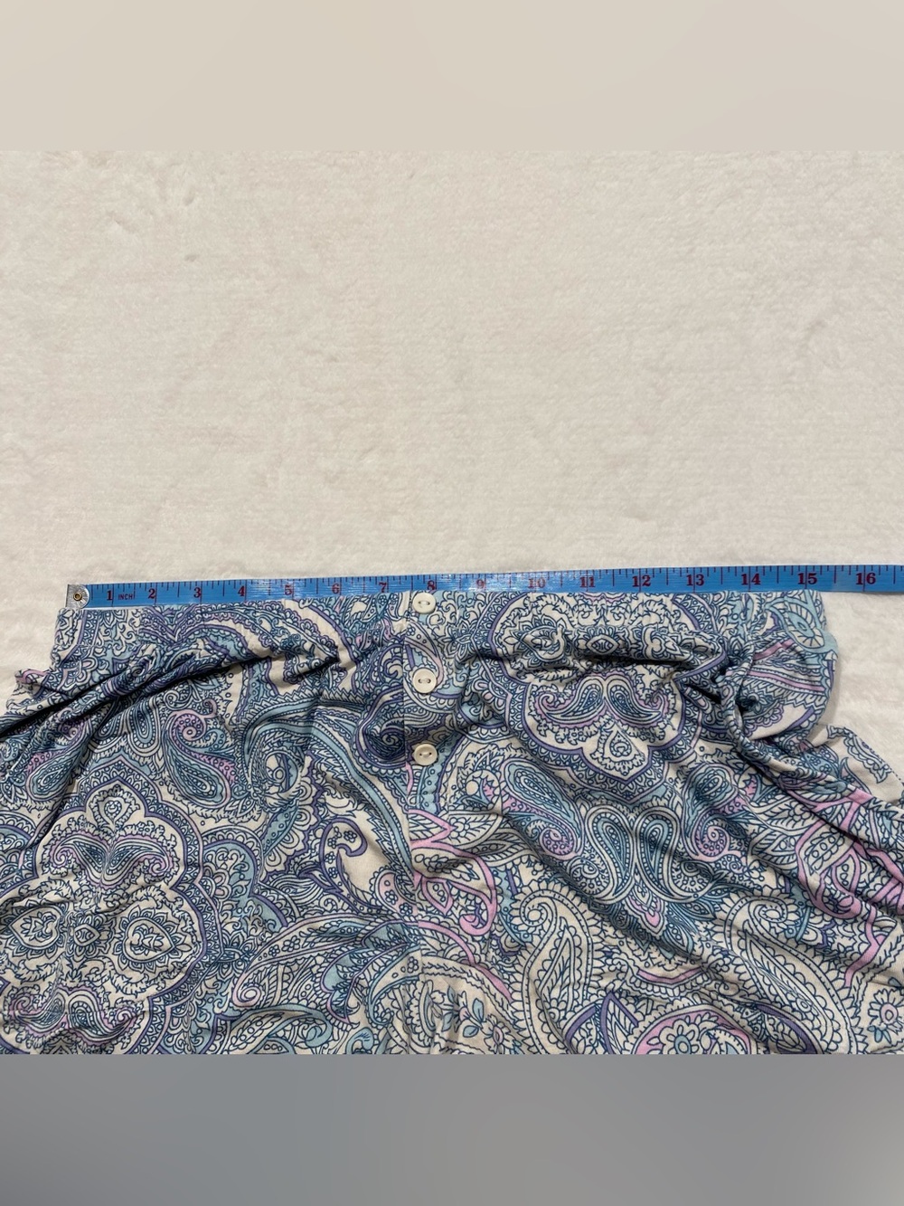 (M) Soma Cool Nights Printed Piped Pajama Cami Shorts Set Paisley Cream Blue - Picture 13 of 16